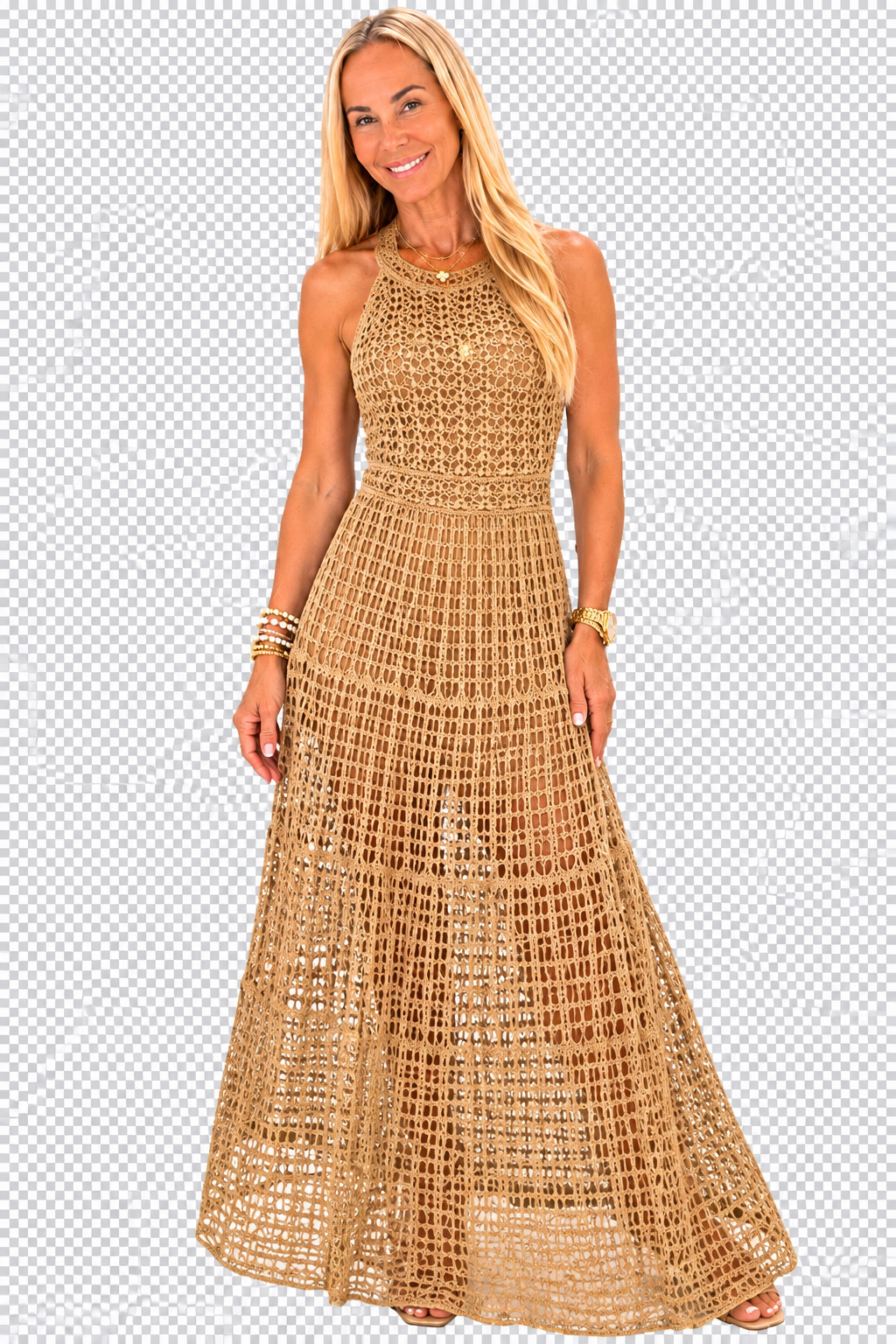 Hollowed-Out Sleeveless Maxi Dress